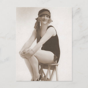 Postal Retratos Chicas de flapor de belleza de baño vinta