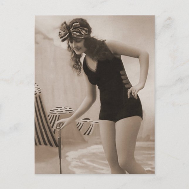 Postal Retratos Chicas de flapor de belleza de baño vinta (Anverso)