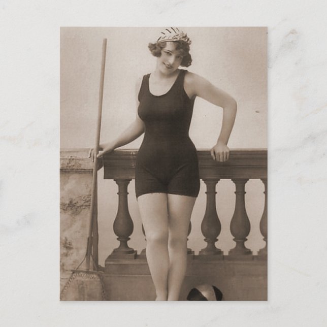 Postal Retratos Chicas de flapor de belleza de baño vinta (Anverso)