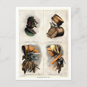 Postal Retratos compuestos de marcas de época