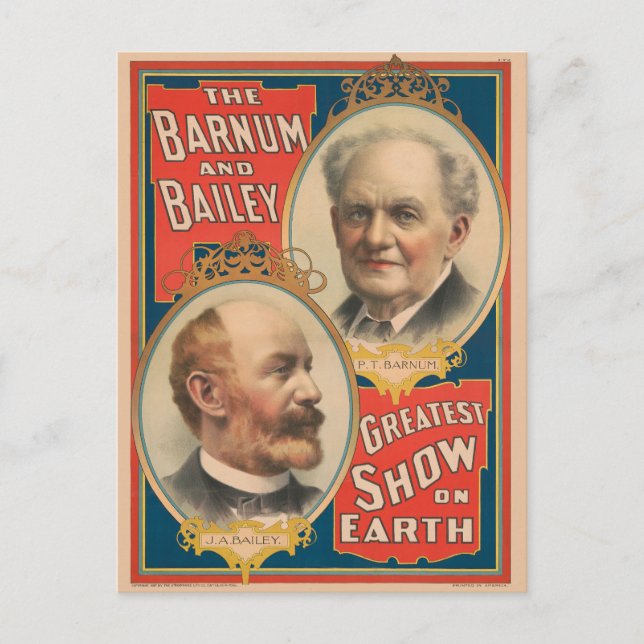 Postal Retratos De P.T. Barnum Y J.A. Bailey (Anverso)