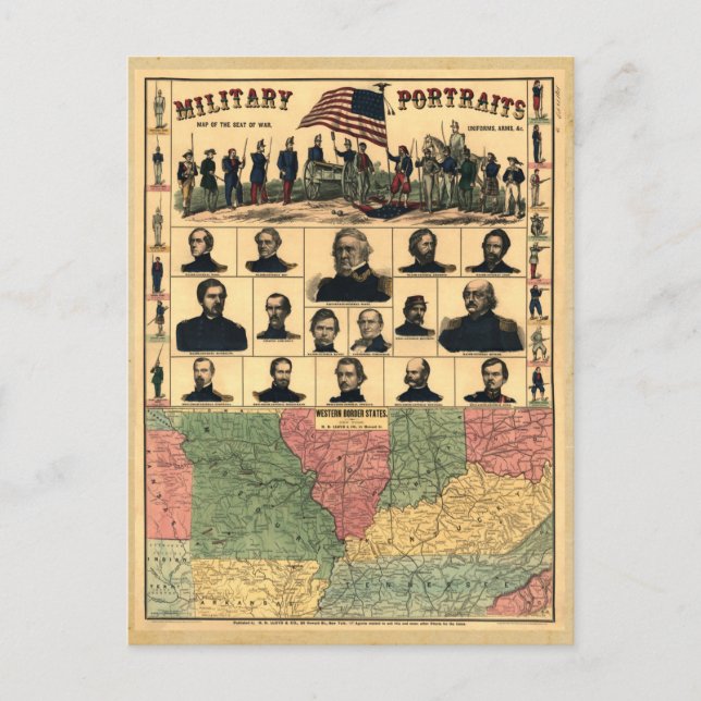 Postal Retratos militares en la frontera de la guerra civ (Anverso)