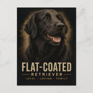 Postal Retriever de capa plana perro leal y cariñoso de f