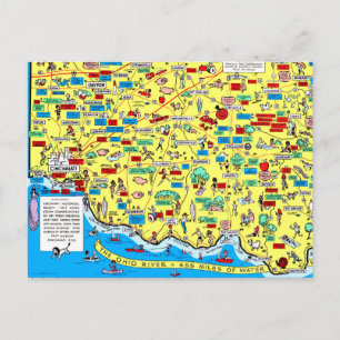 Postal Retro 1966 Cincinnati, Ohio map postcard