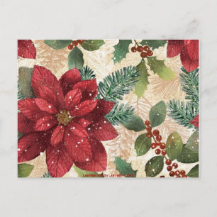 Postal Retro 50 Poinsettia Crema Verde Rojo