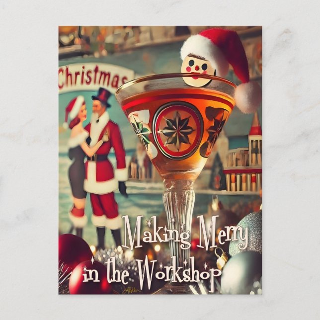 Postal Retro 50s Cocktail Making Merry Christmas Workshop (Anverso)