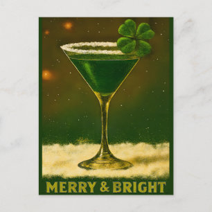 Postal Retro 50s Martini Irlandés de Navidad de Cuatro Ho