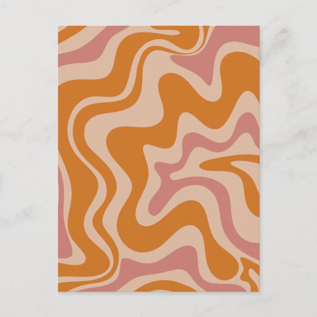Postal Retro 60 años 70 Psicodelic Swirls Naranja Pink