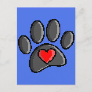 Postal Retro 80 Videojuego 8 bits Pixel Art Dog Paw Print