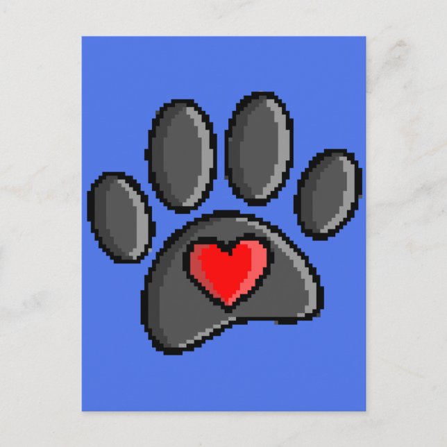 Postal Retro 80 Videojuego 8 bits Pixel Art Dog Paw Print (Anverso)