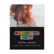 Retro 80s colorful graduation party photo