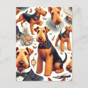 Postal Retro Airedale Terrier Seamless