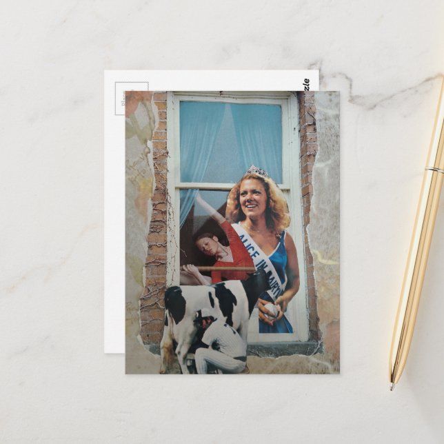 Postal Retro Alice in Dairyland Collage  (Anverso/Reverso In Situ)