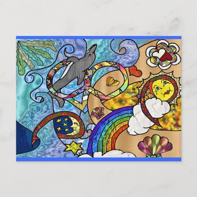 Postal Retro años 60 Psicodélico en la ropa de regalos de (Anverso)