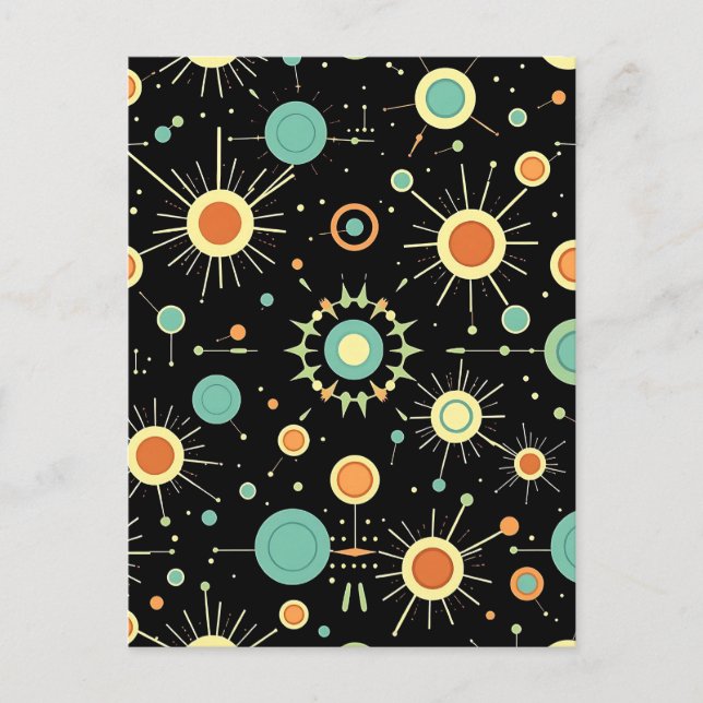 Postal Retro Atomic Starburst Midcentury Pattern (Anverso)