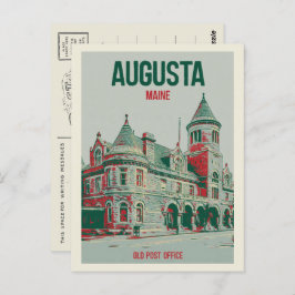 Postal Retro Augusta Maine, antigua oficina de correos