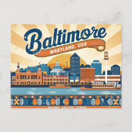 Postal Retro Baltimore, Marylan, USA Vintage