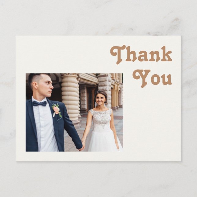 Postal Retro Beach | Agradecimiento de Boda en Foto de Ma (Anverso)