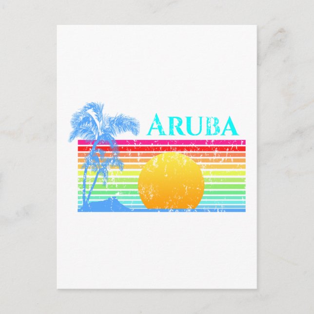 Postal Retro Beach Aruba Sunset (Anverso)