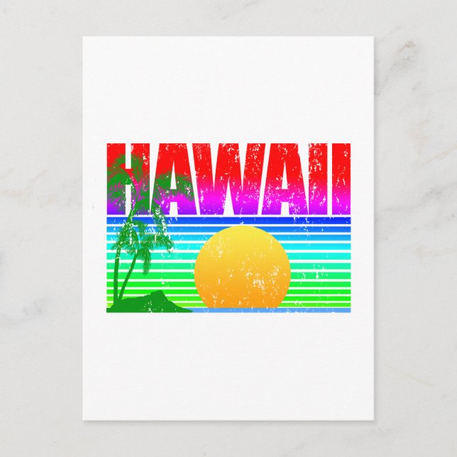 Postal Retro Beach Hawaii Sunset (Anverso)