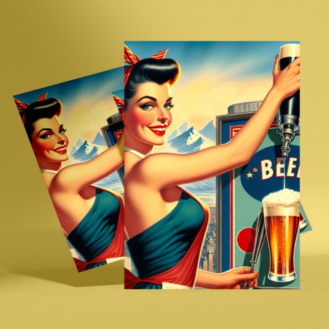 Postal Retro Beer Pinup (Subido por el creador)