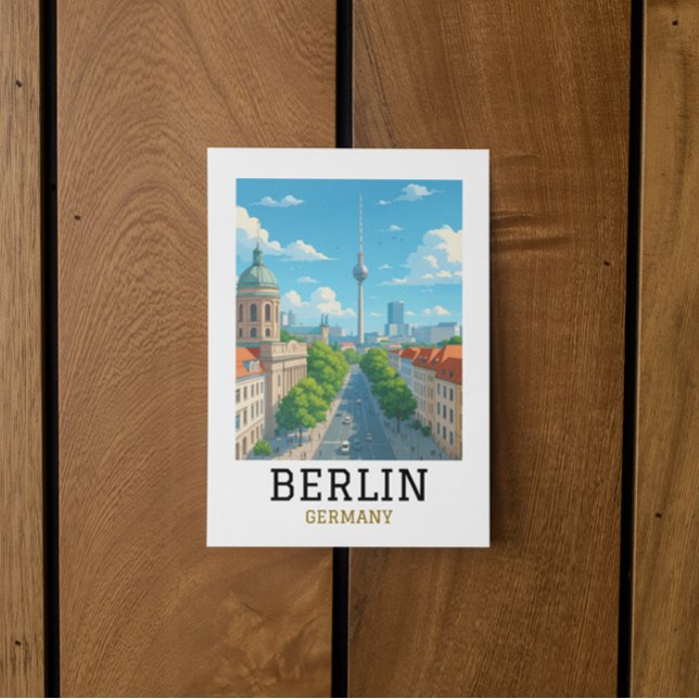 Postal Retro Berlin Skyline TV Tower Skyline View (Retro Berlin Skyline TV Tower Skyline View Postcard)