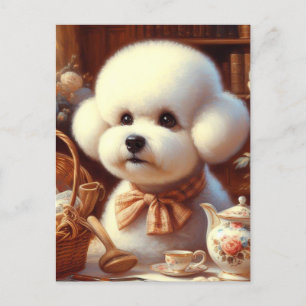 Postal Retro Bichon Frisé Pintura