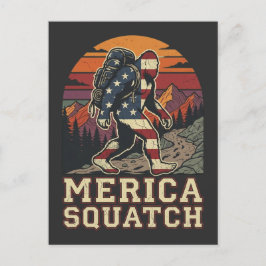 Postal Retro Bigfoot Sasquatch americano Naturaleza