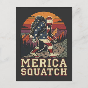 Postal Retro Bigfoot Sasquatch americano Naturaleza 