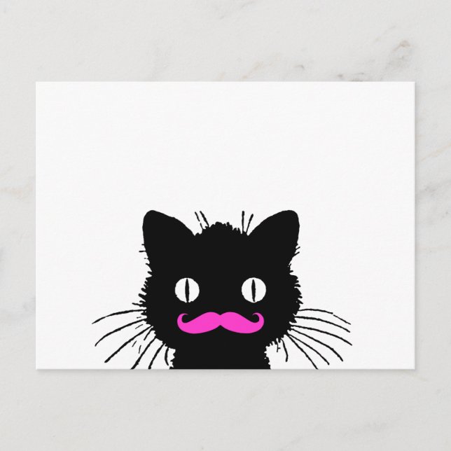 POSTAL RETRO BLACK CAT FUNNY PINK MUSTACHE (Anverso)