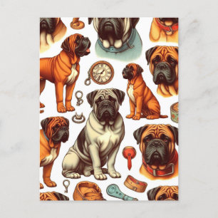 Postal Retro Bullmastiff Seamless