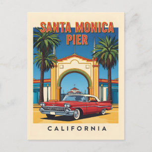 Postal Retro California dream Santa Monica Pier