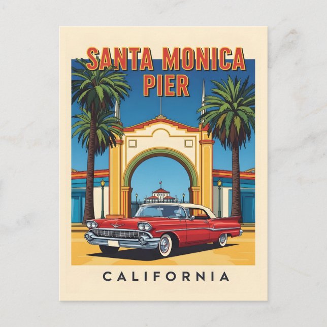 Postal Retro California dream Santa Monica Pier (Anverso)