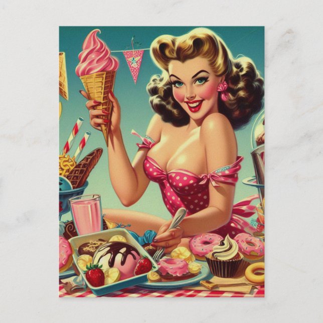 Postal Retro Candy Pin Up (Anverso)