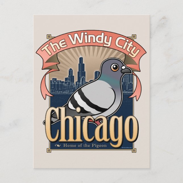 Postal Retro Chicago Pigeon (Anverso)