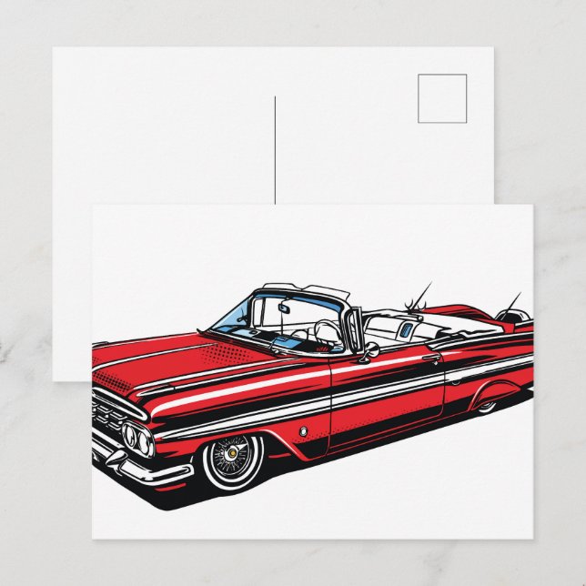 Postal Retro Classic Convertible Side Pop Art  (Anverso / Reverso)