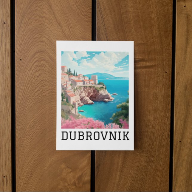 Postal Retro Classic Dubrovnik Croacia (vintage dubrovnik croatia travel postcard)