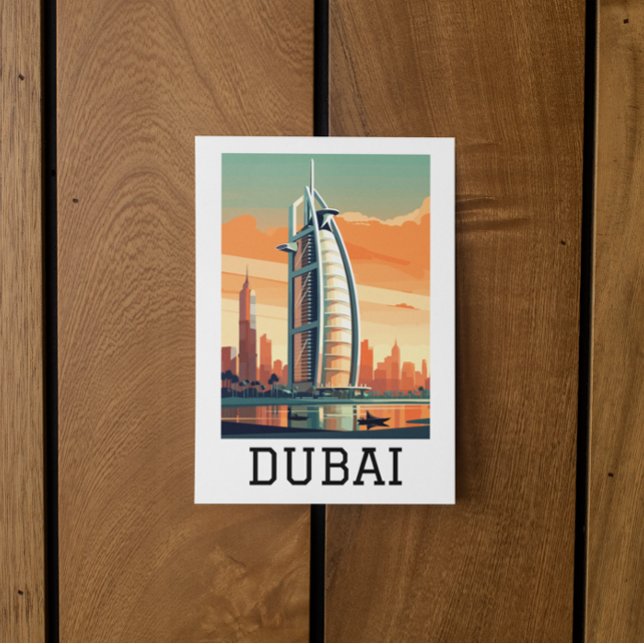 Postal Retro Classic Travel Dubai EAU (dubai uae retro vintage travel postcard)