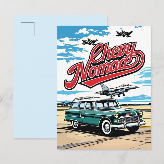 Postal Retro Classic Wagon Sky Pop Art Illustration Print (Anverso / Reverso)