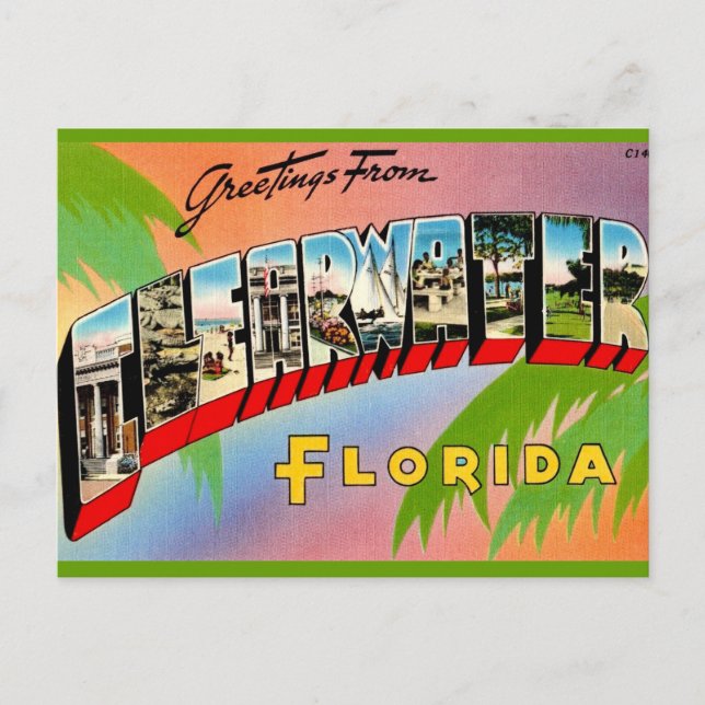 Postal Retro Clearwater Florida (Anverso)
