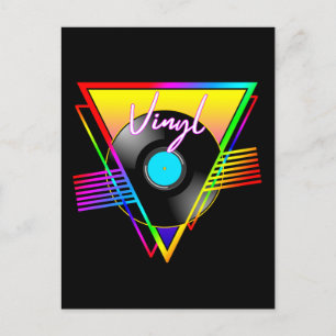Postal Rétro colorido récord de música de vinilo arcoiris
