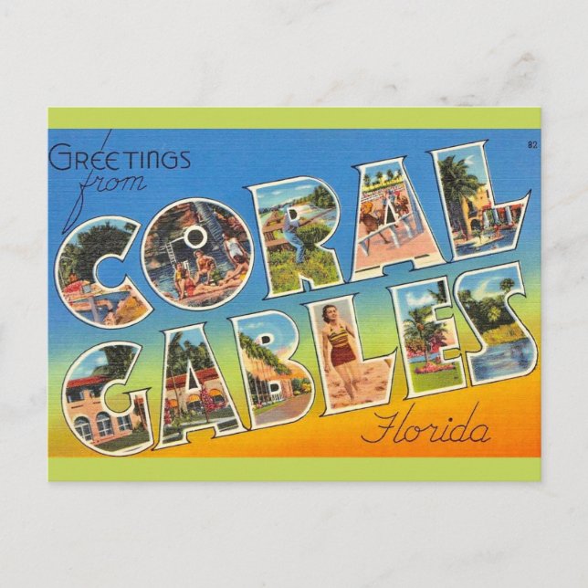 Postal Retro Coral Gables Florida (Anverso)