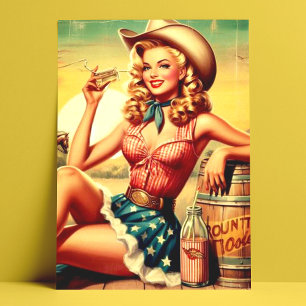 Postal Retro Cute Cowgirl