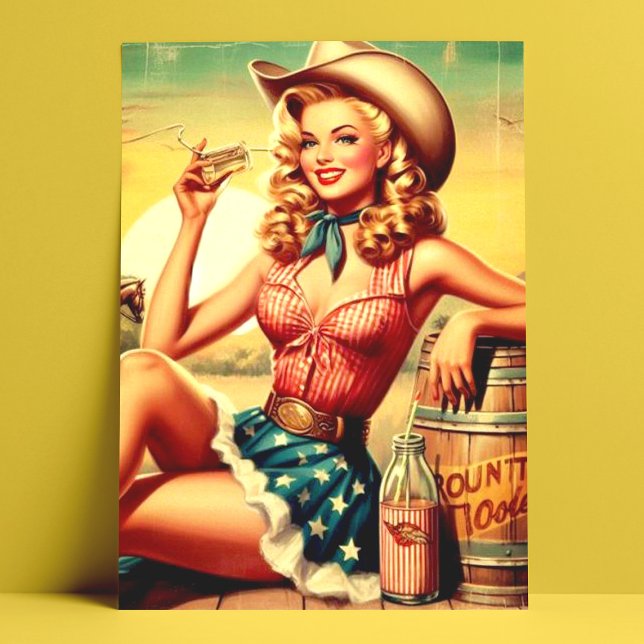 Postal Retro Cute Cowgirl (Subido por el creador)