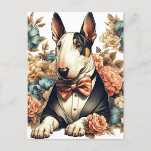 Postal Retro Cute Floral Bull Terrier