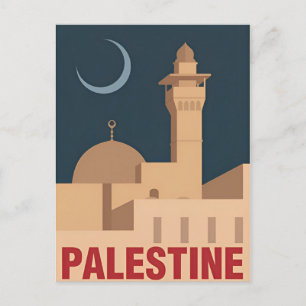 Postal Retro de acuarela de Viaje de Palestina Vintage