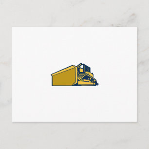 Postal Retro de ángulo bajo del bulldozer