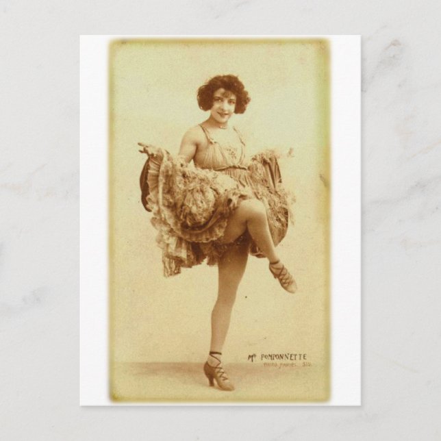 Postal Retro de cosecha: bailarina francesa Can-Can (Anverso)