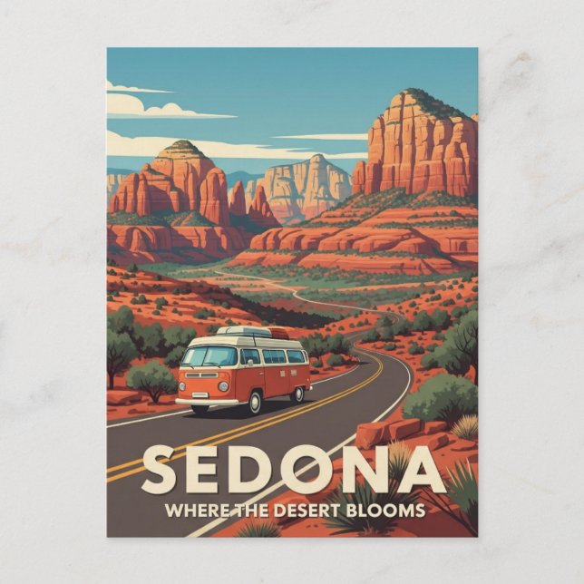 Postal Retro de cosecha de Sedona Arizona (Anverso)