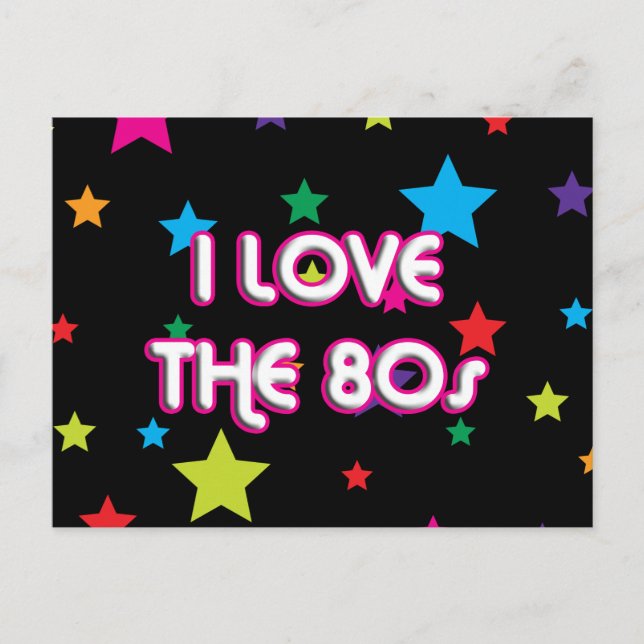 Postal Retro de cultura pop me encantan los 80 (Anverso)